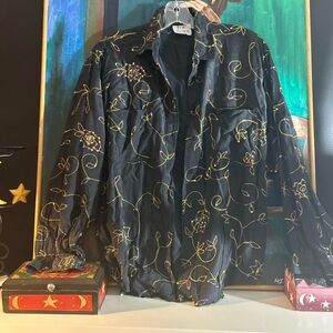 Vintage 80s 90s Together Multicolor Embroidered Sequinned Blouse M/L